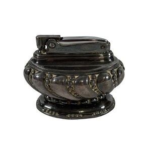 Vintage Ronson Crown Cigarette Cigar Table Lighter Sterling Silverplated - USA